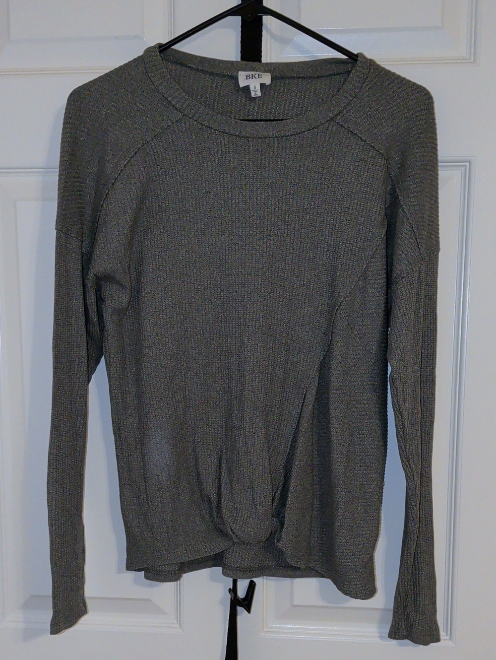 BKE Women's Olive Ribbed Crewneck Sweater